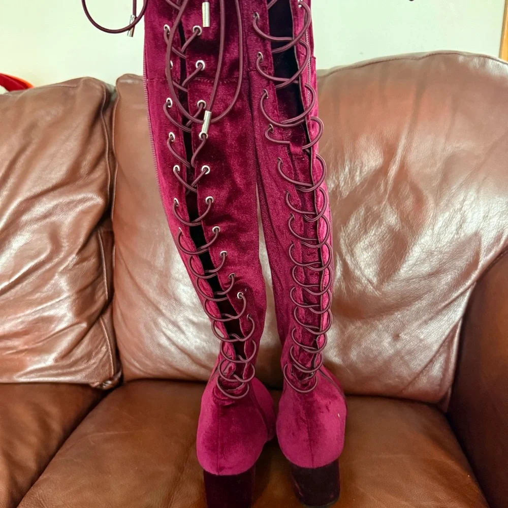 Elegant Burgundy Over-the-Knee Boots